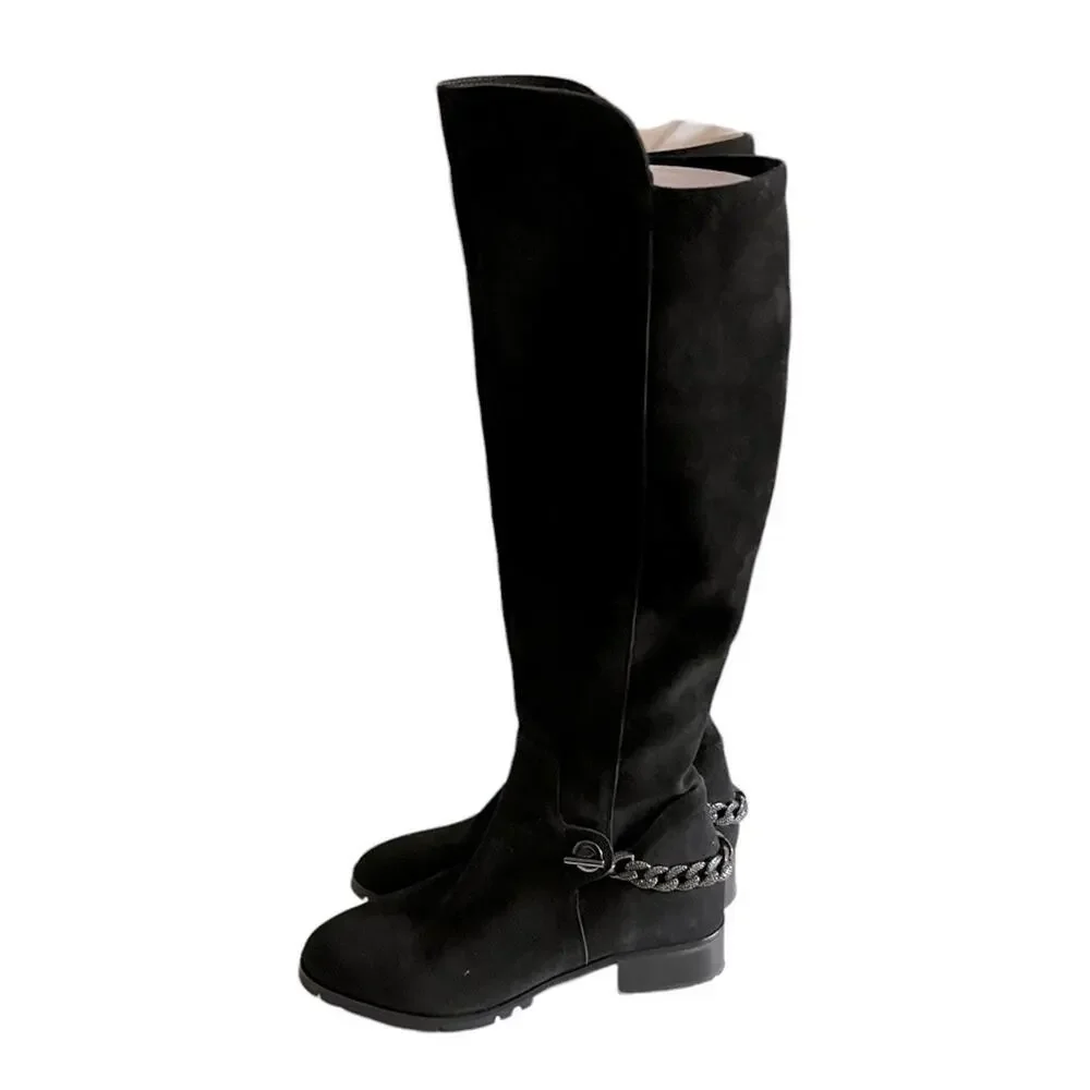 Karl Lagerfeld Paris Shay Black Suede Knee High Boot Size 7.5